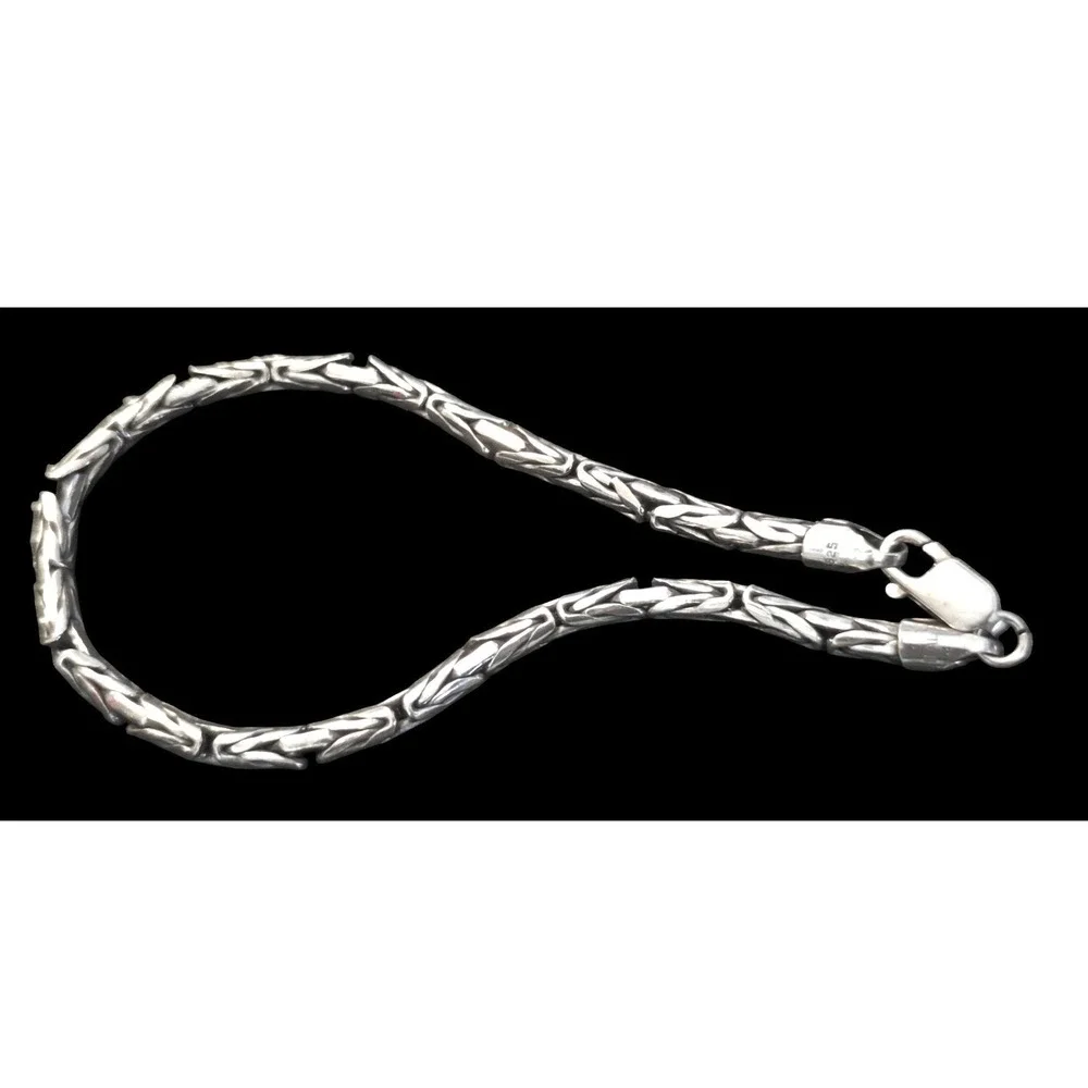 Sterling Silver 925 Italy Byzantine Chain Bracelet 8.5